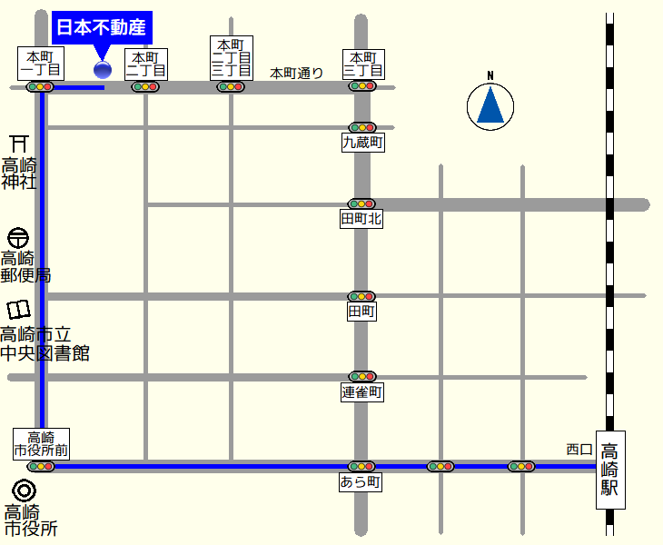 日本不動産：地図（タクシールート）